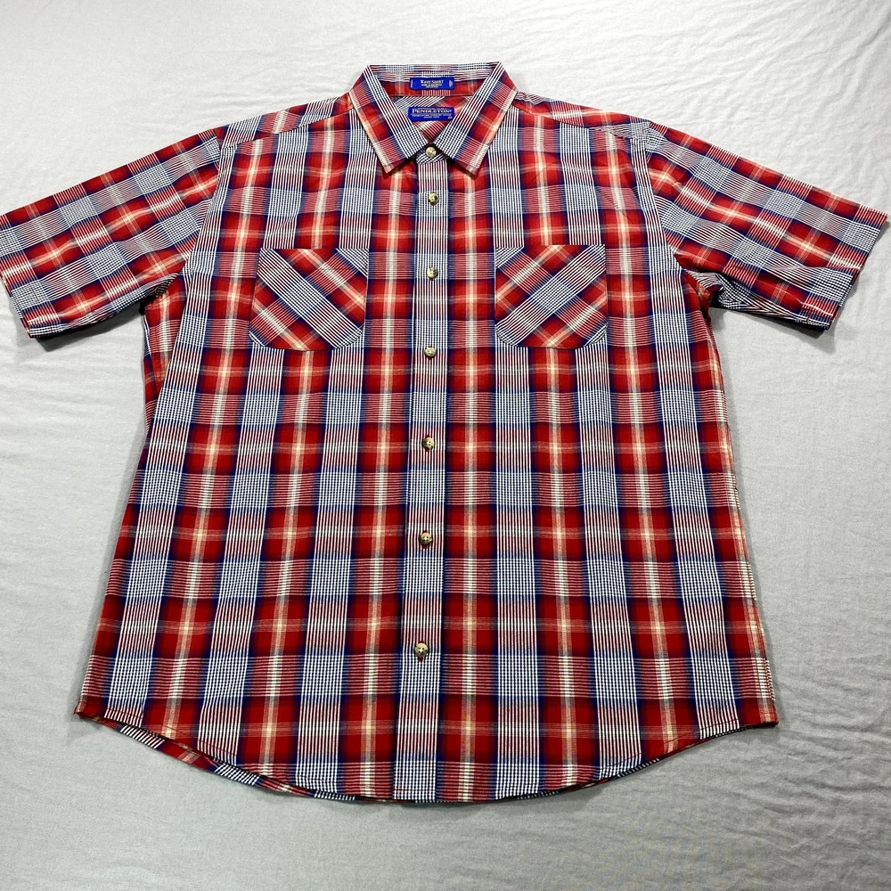 Pendleton Wave Shirt Mens Large Red Plaid Button Up Outdoor Casual Preppy Adult